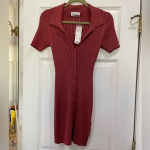 Urban Outfitters Ribbed Knit Sweater Dress, Rust, Size S